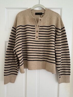 Zara Striped Henley Sweater